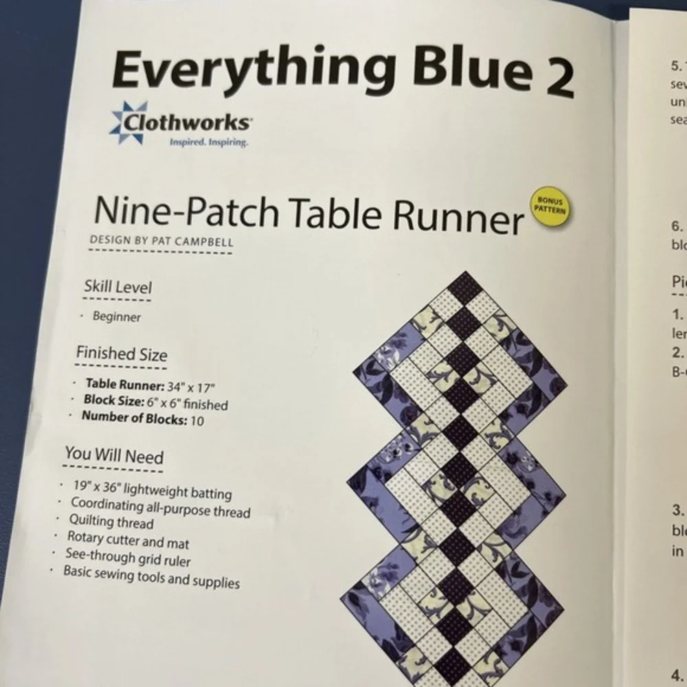 Annie's‎ Creative Quilters Fabric Club Everything Blue 2 Collection Table Runner
